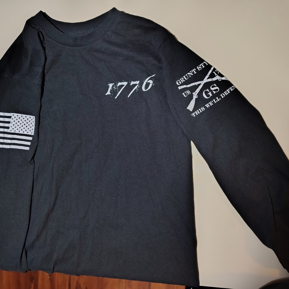 Black Long Sleeve Men's Shirt Grunt Style